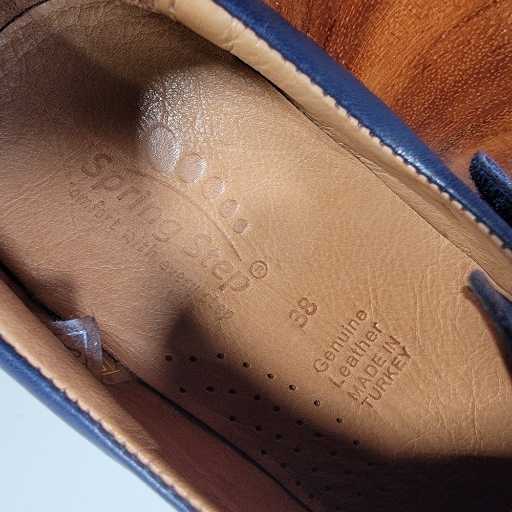 Spring Step Kaminia Blue Leather Shoes Loafers Flats Monk Strap Size 38 - Picture 15 of 17